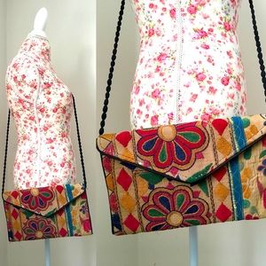 Hand embroidered clutch purse